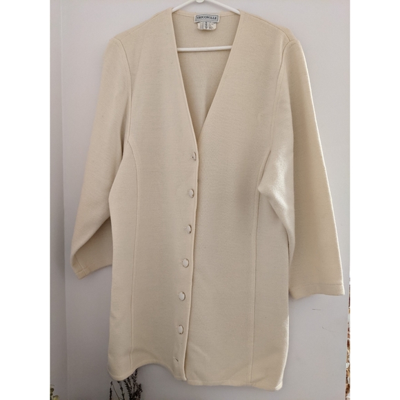 Cream vintage cardigan coat - Picture 2 of 2